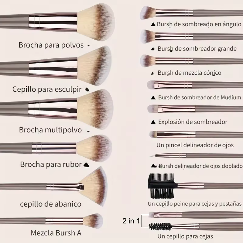 Ensemble professionnel de 3 à 20 pinceaux de maquillage doux et moelleux pour fond de teint, fard à
