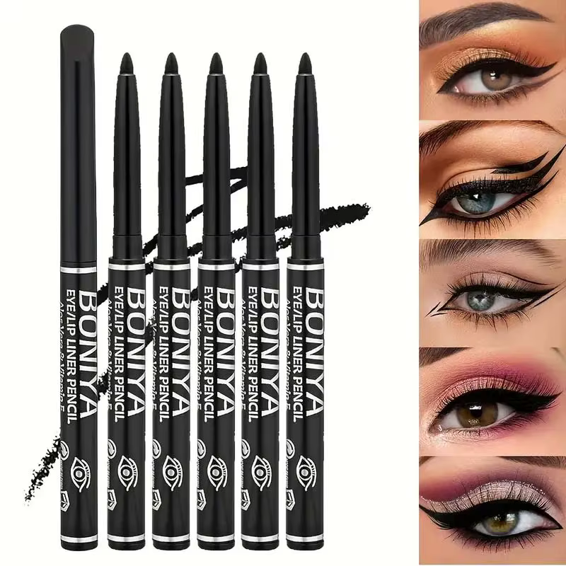 Crayon Eyeliner noir lisse, 5 pièces, Gel imperméable, résistant à la sueur et longue durée, anti-ta