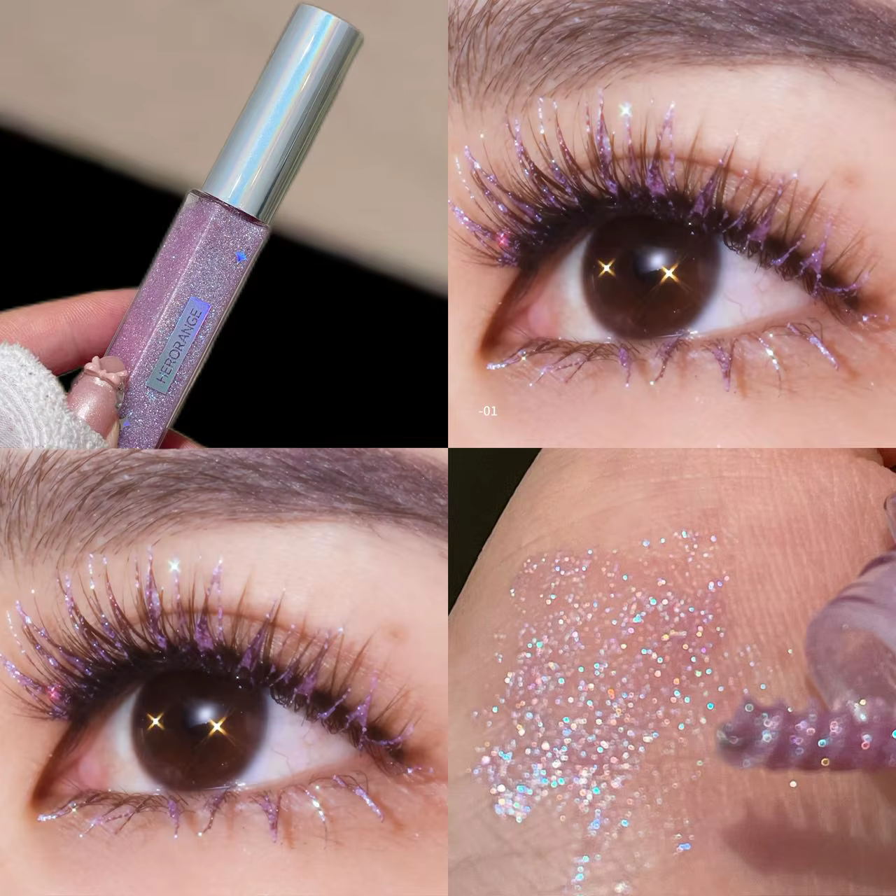 Mascara pour cils bleu diamant, maquillage scintillant, mascara argenté, rouge, violet, longue tenue
