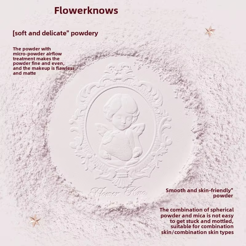 Flower Knows Collection de cupidon aux fraises poudre pressée fond de teint en poudre de maquillage