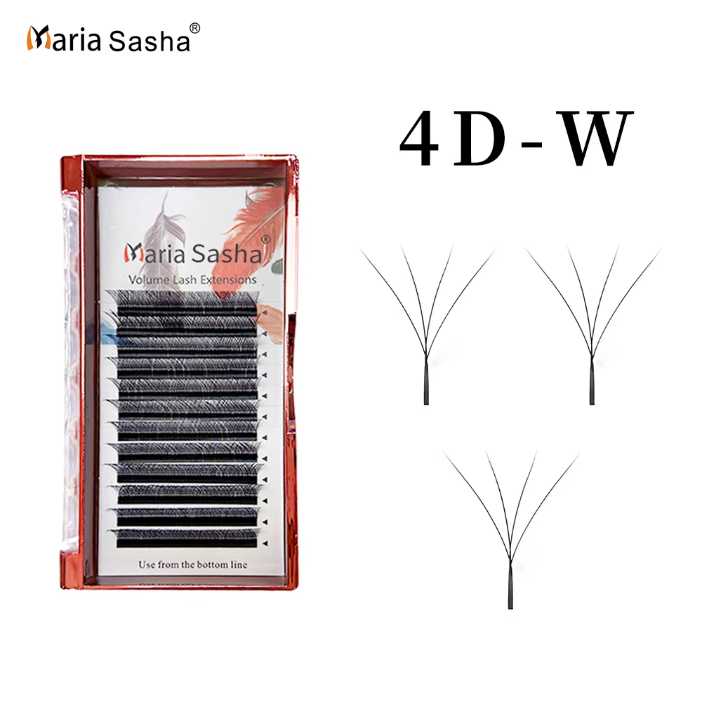 Extensions de cils en forme de W 4D MARIA, cils russes étroits, vente en gros sous marque privée, bo