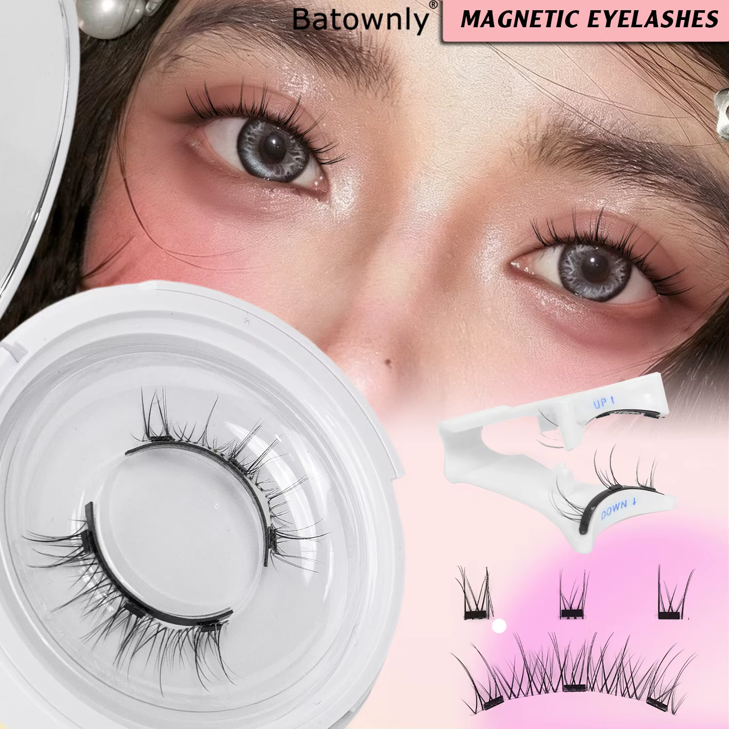 1 paire de faux cils magnétiques, ensemble de cils magnétiques, livré avec recourbe-cils et miroir, 