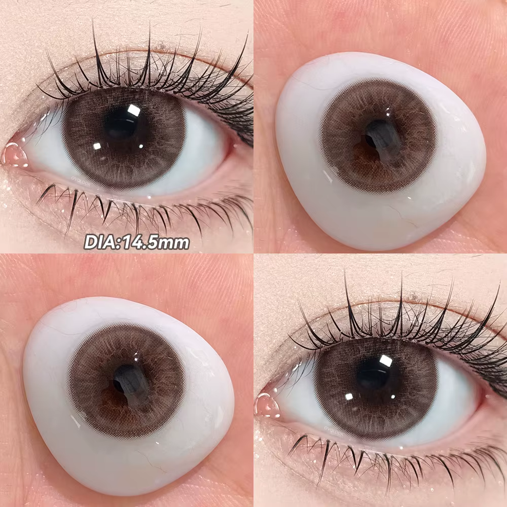 OVOLOOK-1 paire (2 pièces) de lentilles de contact colorées pour les yeux, lentilles marron naturell