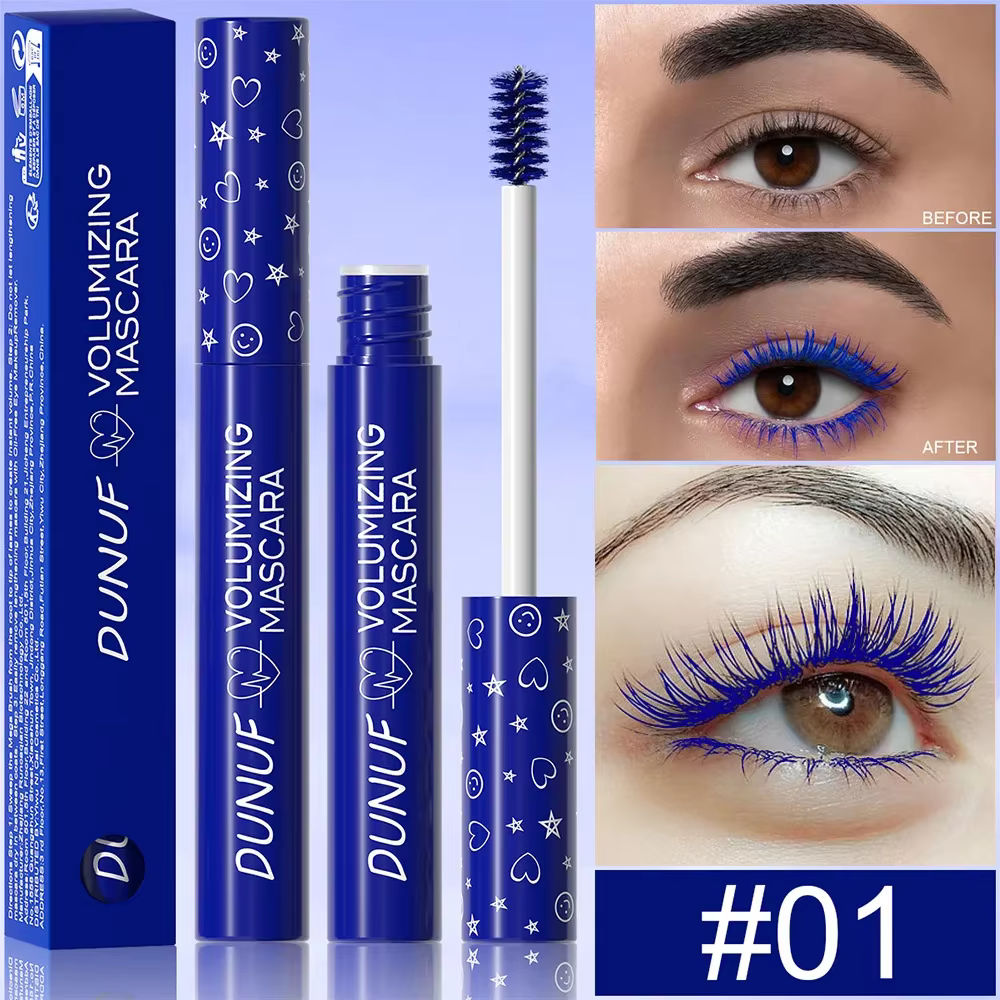 Mascara à cils violet vert, maquillage de scène de noël, crème colorée, bleu blanc, durable, impermé