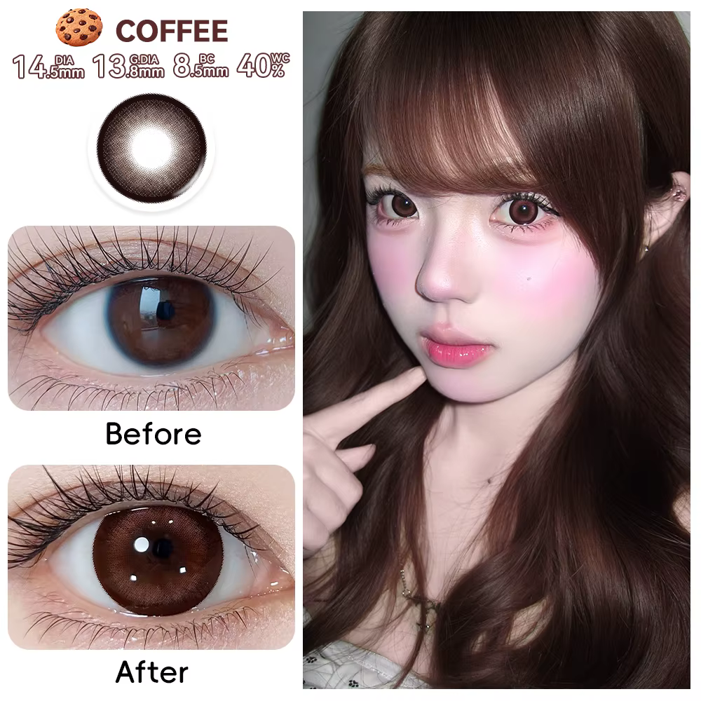 OVOLOOK - 1 paire (2 pièces) de lentilles de contact colorées intelligentes effet agrandissement des
