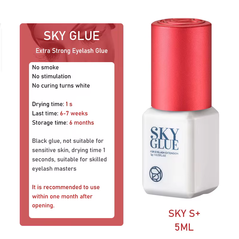 3 bouteilles SKY S + colle faux cils Extension fournitures corée 5ml noir rouge bleu capuchon beauté