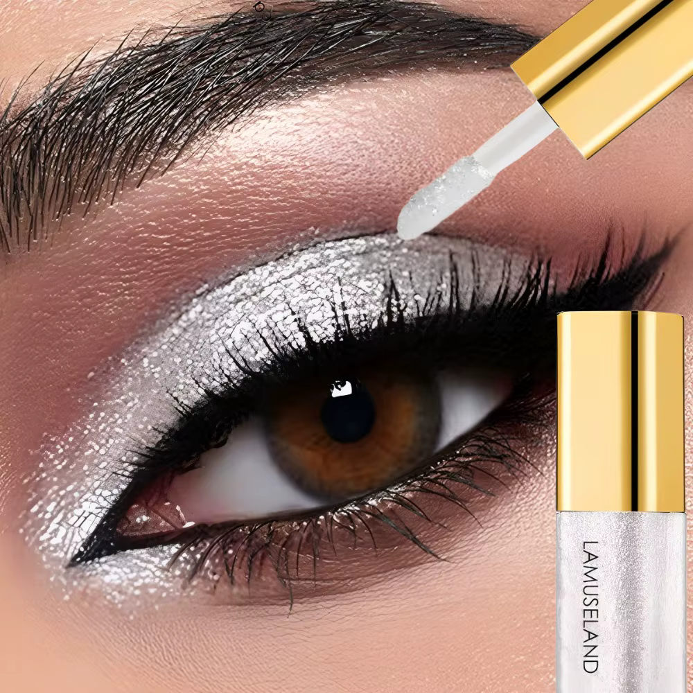 Fard à paupières liquide nacré, maquillage naturel Smokey argent scintillant, ombres diamant pour pa