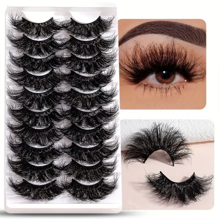 10 paires de faux cils volumineux, une boîte pour réaliser votre rêve de "explosion de mascara"