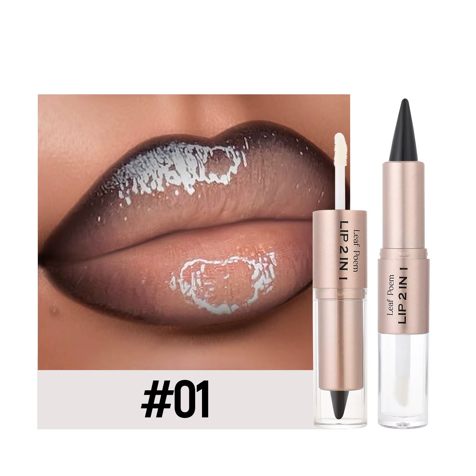 Crayon de Contour conique noir et marron, Double tête, miroir repulpant, brillant à lèvres en crista