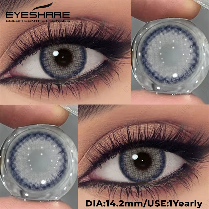 EYESHARE 2 pièces Grya yeux bruns lentilles de Contact couleur naturel confortable bleu yeux maquill