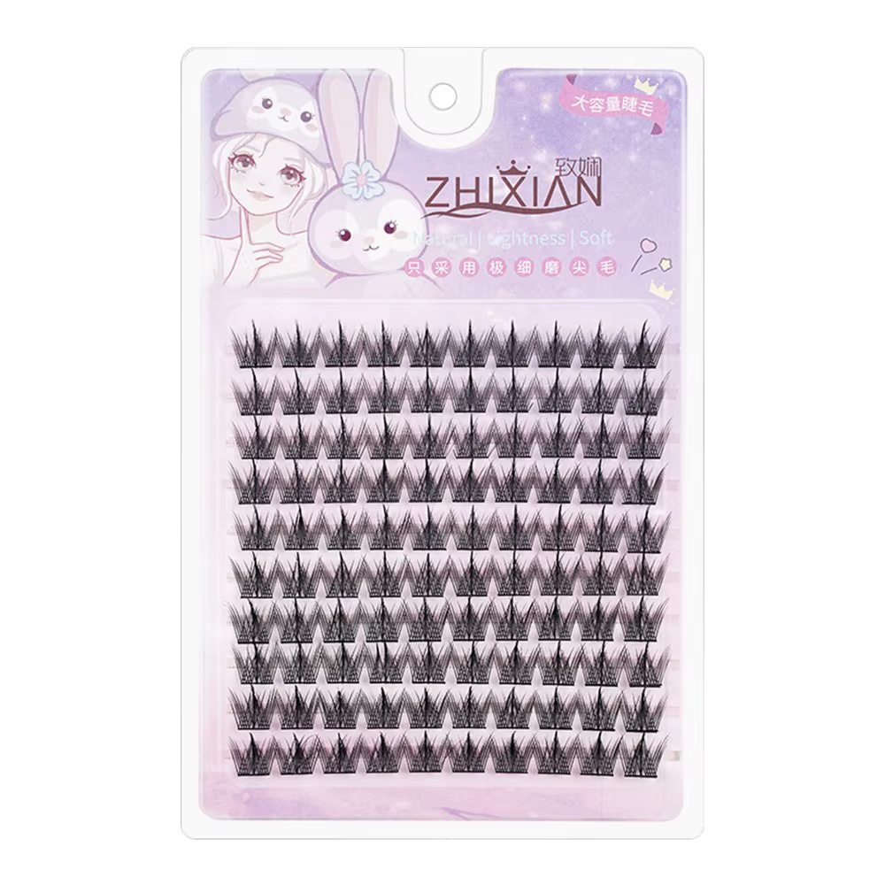 Avec bandes de colle gelée tournesol faux cils sans colle Extension de cils segmentés faux cils Anim