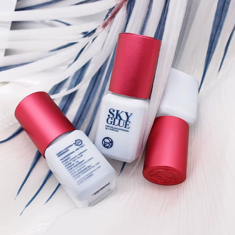 3 bouteilles SKY S + colle faux cils Extension fournitures corée 5ml noir rouge bleu capuchon beauté