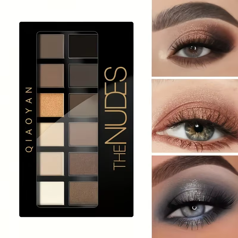 Palette de fards à paupières professionnels, 12 couleurs, scintillants naturels, nus mats, cosmétiqu