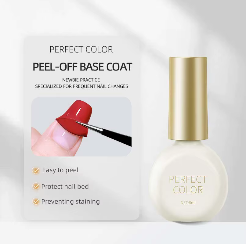 PERFECT COLOR Base Coat Peel-Off 8ml, Gel Base Facile à Retirer, Élimination Rapide pour les Modific