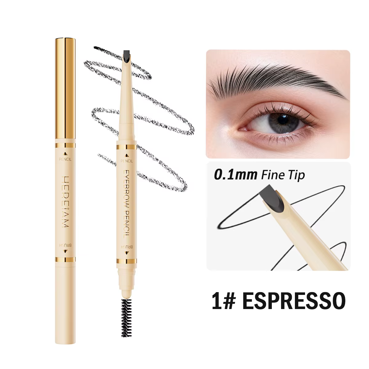 Crayon à sourcils IMAGIC X HEREIAM ultra-précis pour des traits ressemblant à des cheveux, avec pinc