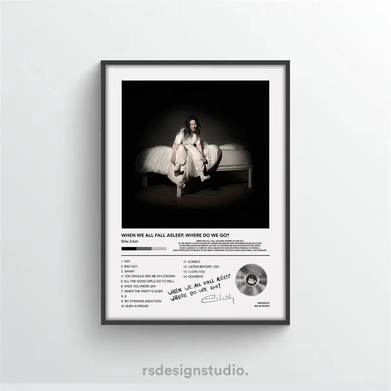 Poster de couverture d'album de musique rap, art mural en toile, style hip hop rock, idéal pour la d