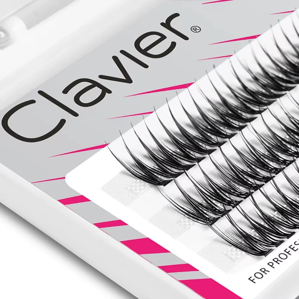 Clavier naturel grappe de cils BeVshape queue de poisson forme B Curling cils 10D soie doux cils out