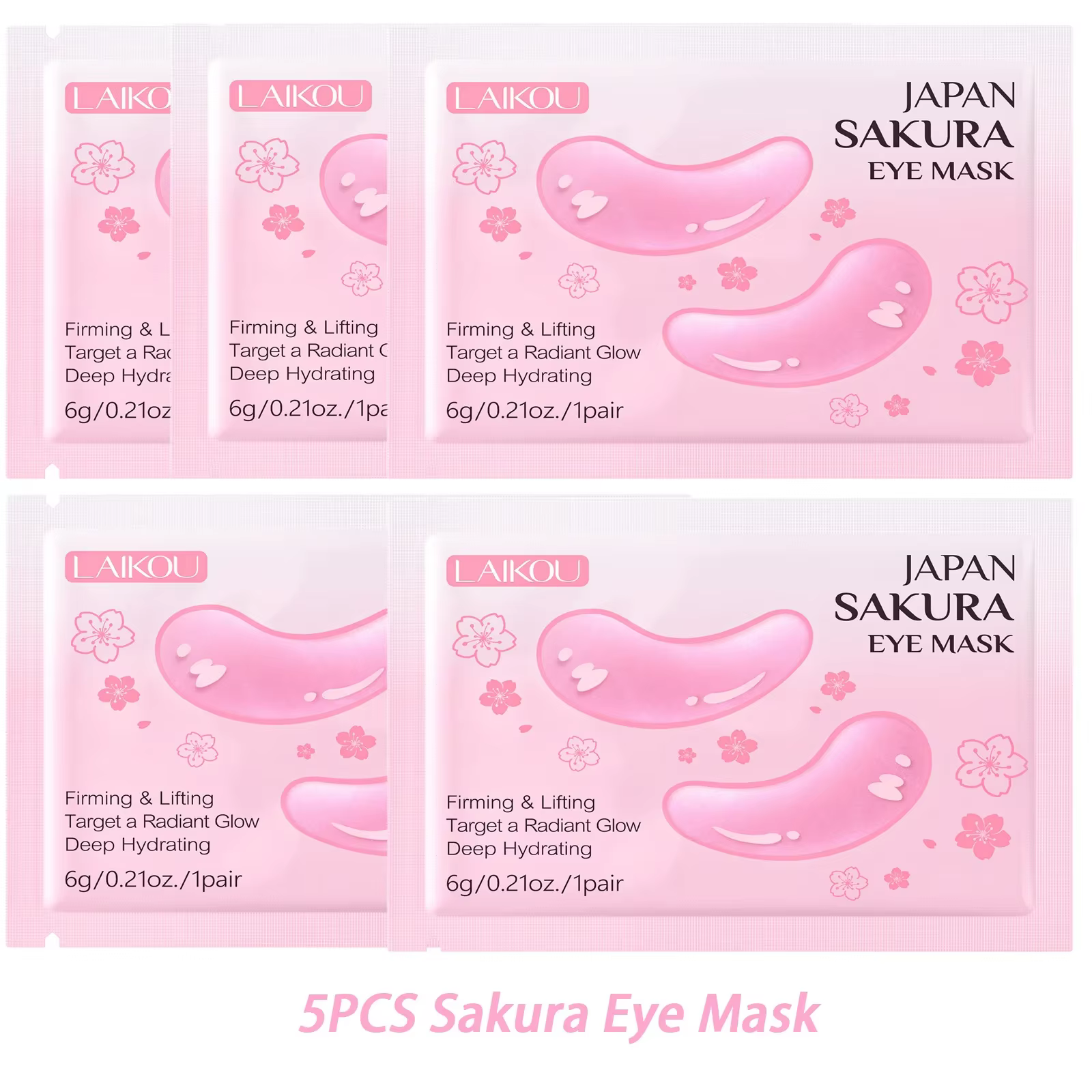 LAIKOU Masque pour les yeux au sakura du Japon, patchs hydratants raffermissants pour le contour des