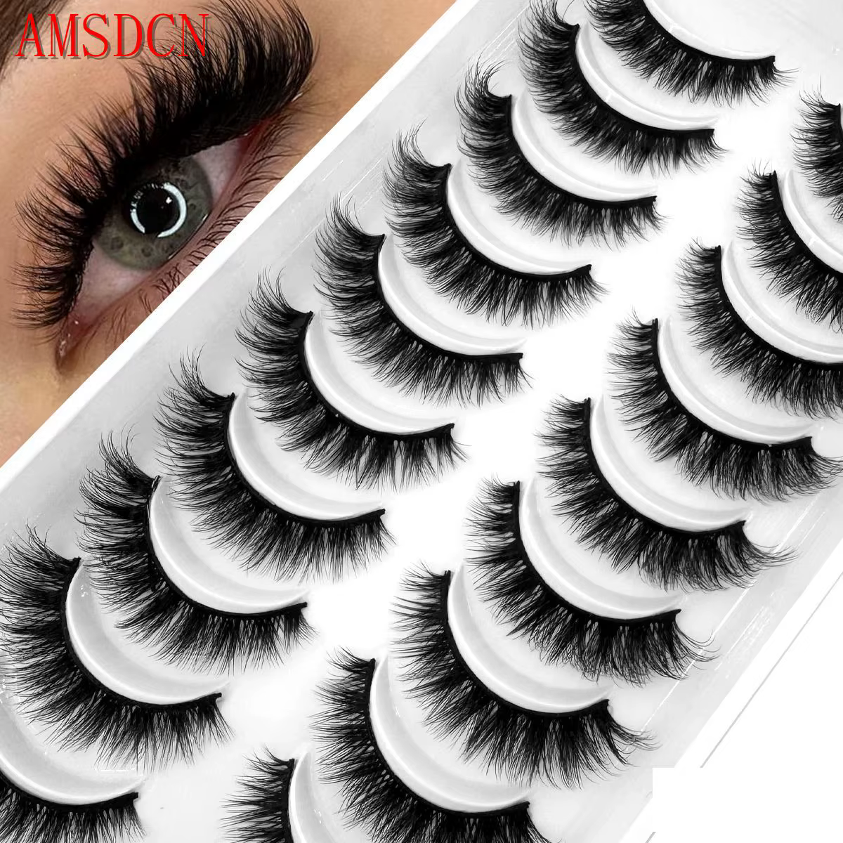 HBZGTLAD 10 paires Faux vison Faux cils naturel Long maquillage 3d vison cils Extension cils courts