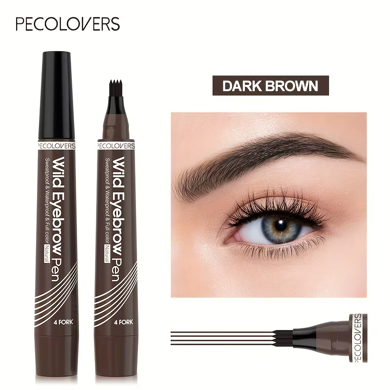 Stylo à sourcils étanche, 6 couleurs, 1 pièce, 4 pointes fendues, stylo de tatouage, liquide impermé