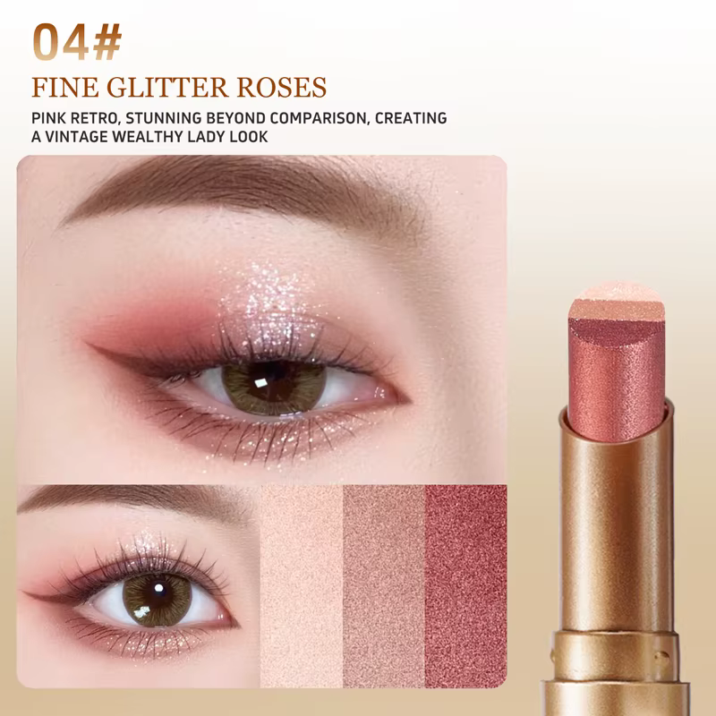 O'CHEAL trois couleurs ombre à paupières bâton dégradé délicat brillant imperméable paillettes ombre