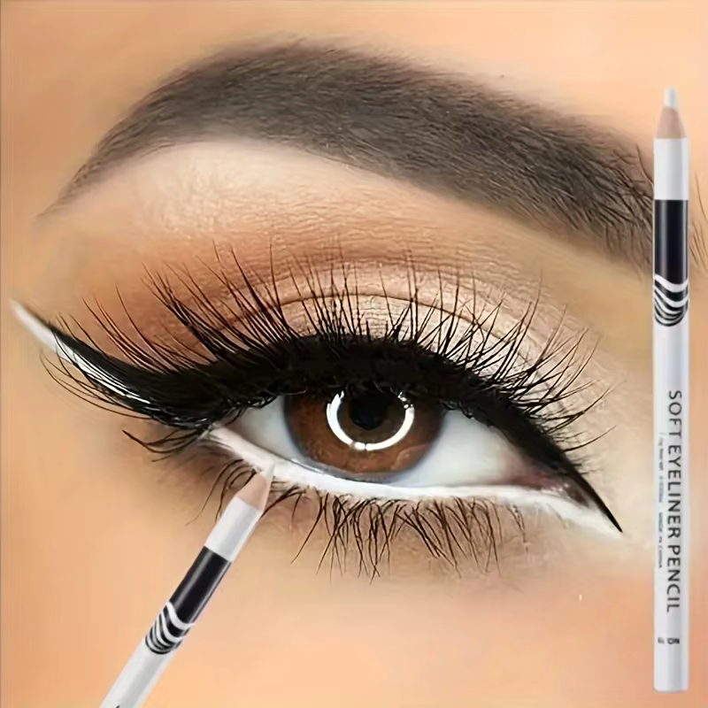 Stylo Eyeliner intérieur blanc avec tige en bois, stylo pour paupières sous les plis, stylo blanc ma
