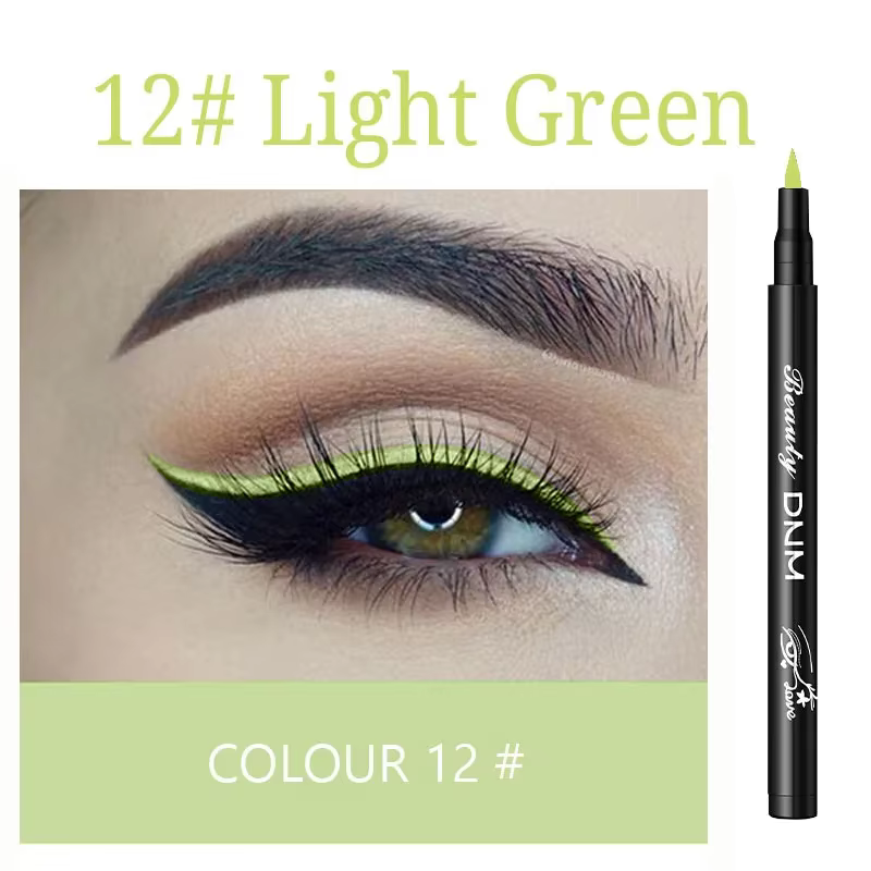 Maquillage 12 couleurs Eyeliner liquide imperméable facile à porter maquillage mat Eye Liner bleu ro