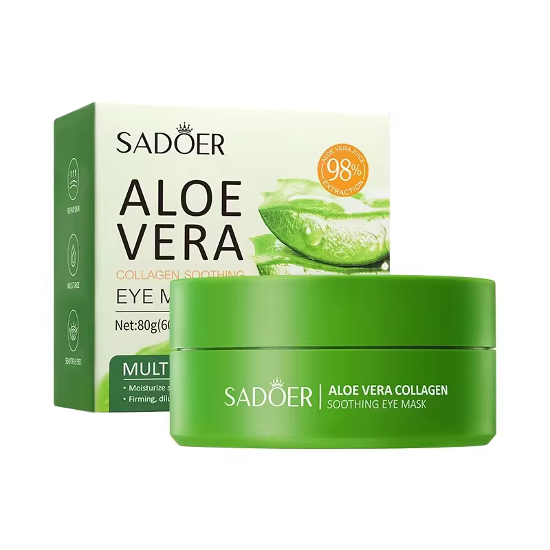 SADOER 60 masques pour les yeux à l'aloe vera et au collagène, hydratants, anti-cernes, anti-poches,