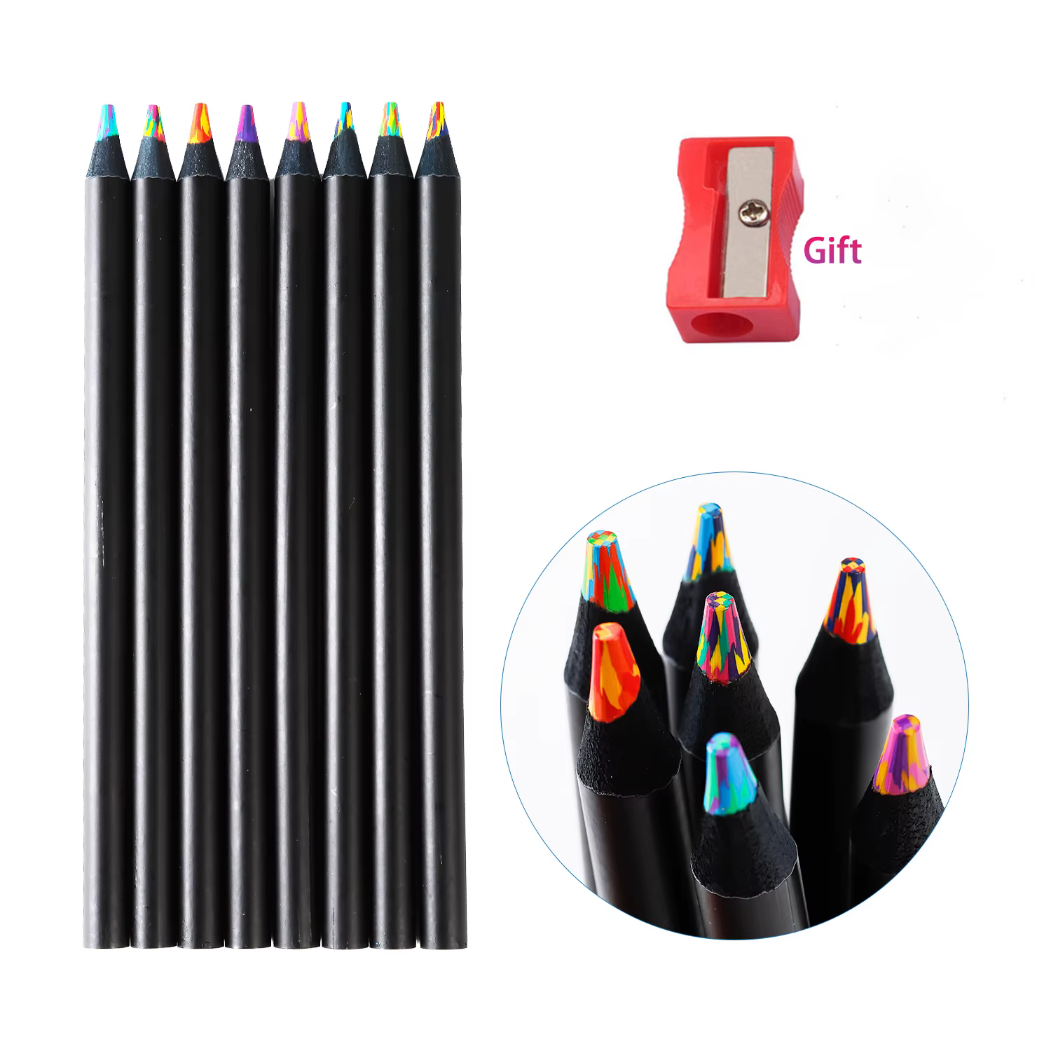 8-24 crayons arc-en-ciel de grande taille de différentes couleurs, crayons arc-en-ciel colorés en bo