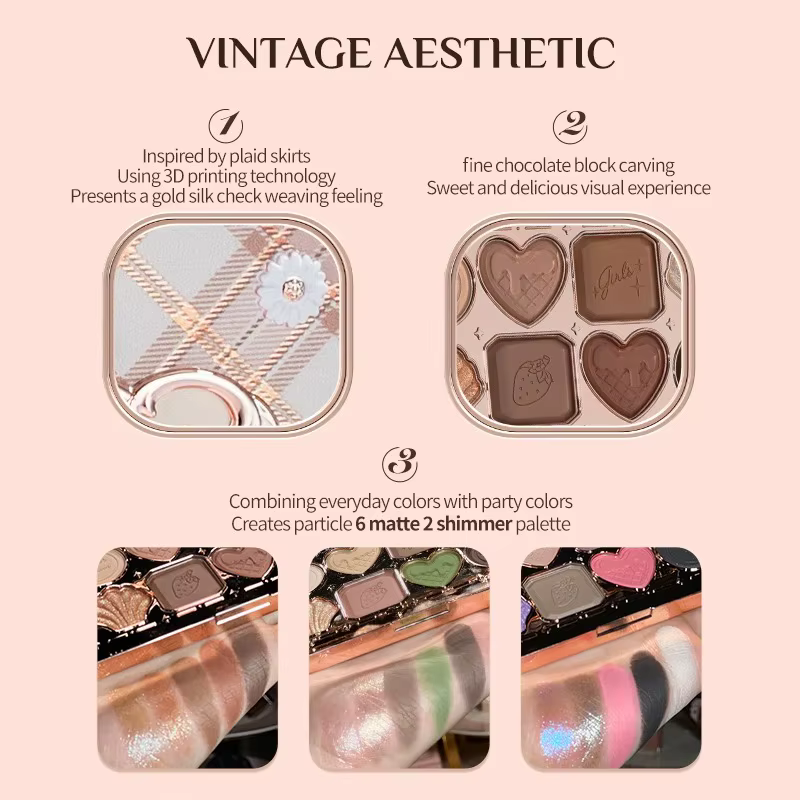 Flower Knows Chocolate Shop Palette de fards à paupières hautement pigmentée Shimmer Mat Glitter Omb
