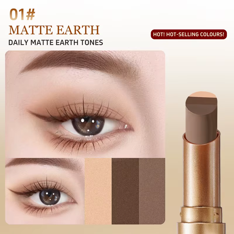 O'CHEAL trois couleurs ombre à paupières bâton dégradé délicat brillant imperméable paillettes ombre