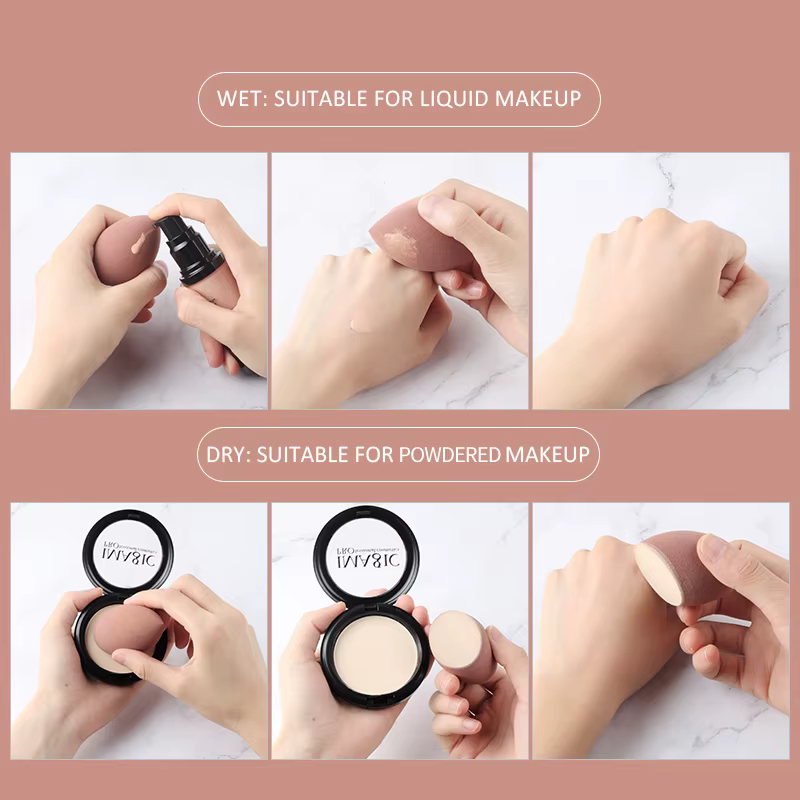 IMAGIC 10 pièces éponge de maquillage bouffée humide et sèche éponge de maquillage douce professionn