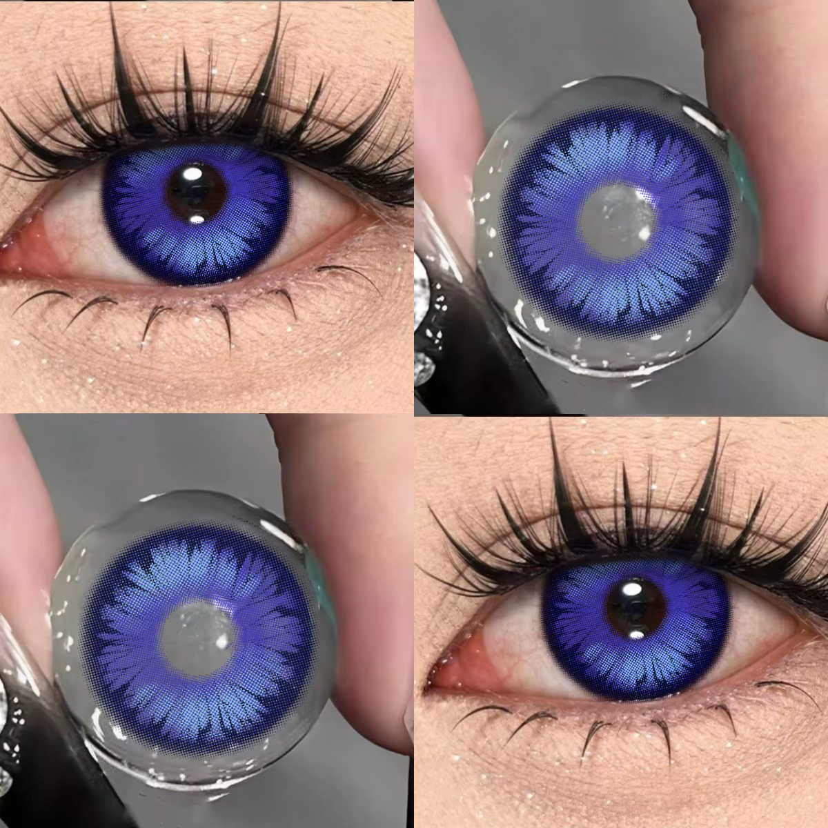 VISUASHOW Lentilles de contact colorées noires Twinkle, usage semi-annuel, bleues, pour embellir les