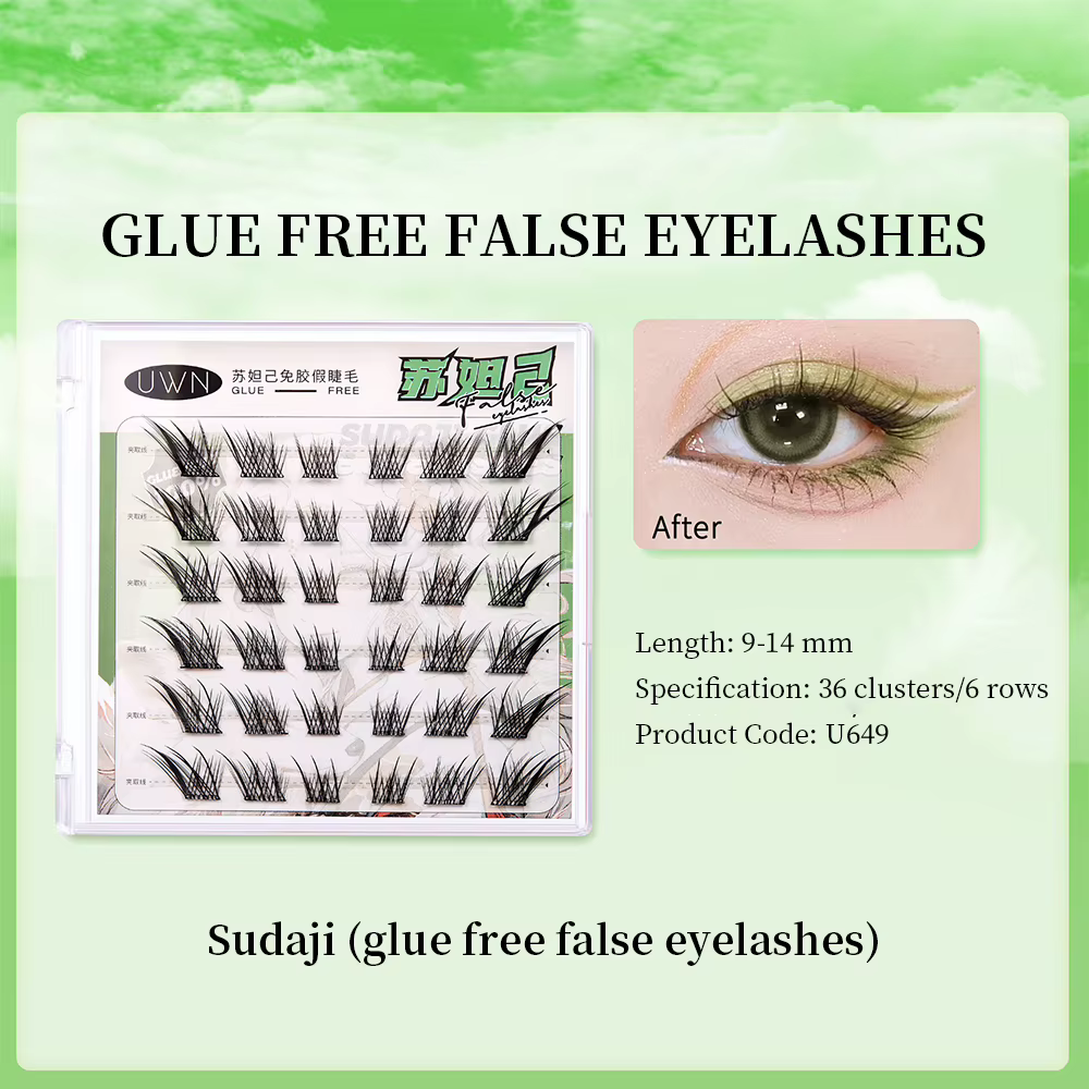 UWN faux cils sans colle Style renard volant Oblique frisant naturel paresseux léger et cils supérie