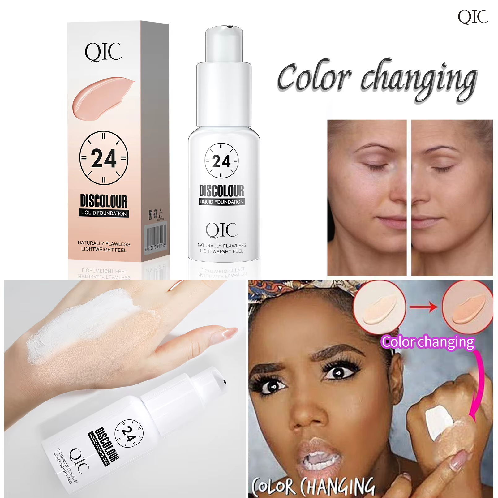 QIC 30ML fond de teint couleur changeante Base de maquillage visage nu couverture complète correcteu