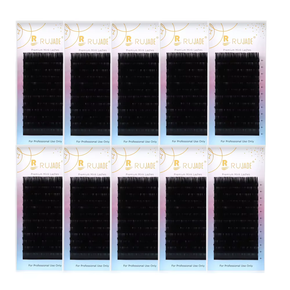 RUJADE 10 plateaux/lot vente en gros Extension de faux cils individuels vison cils de Volume russe c