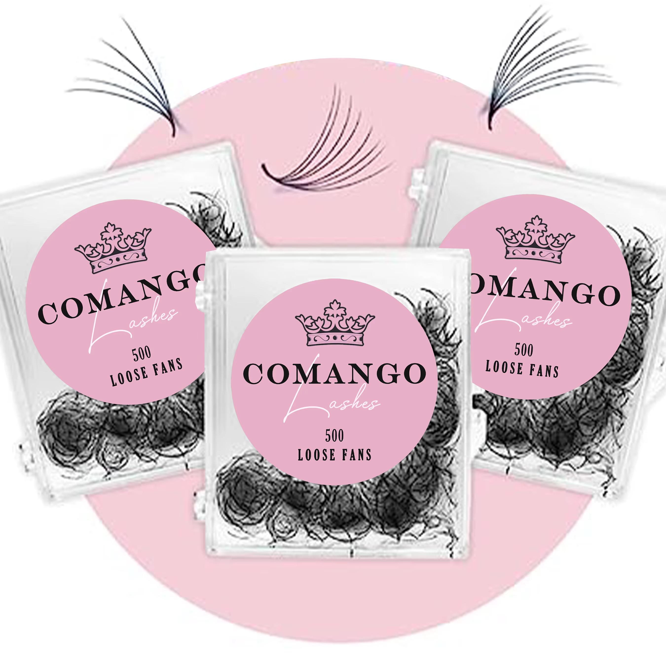 CoMango 500 ventilateurs Promade Fans Extension de cils en vrac 3/6/7/10/12/14/16D tige pointue 0.05