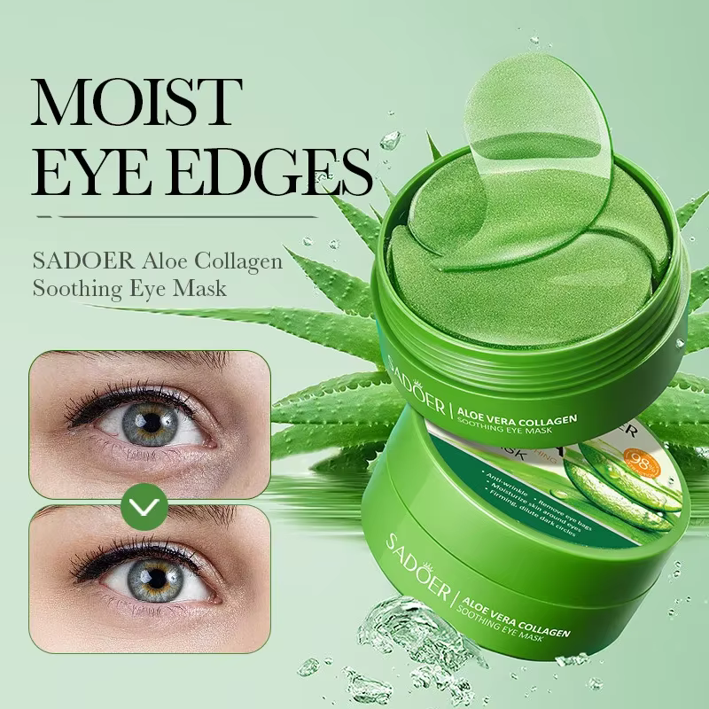 SADOER 60 Patchs Masque Contour des Yeux au Collagène et à l'Aloe Vera Hydratant, Raffermissant, Apa