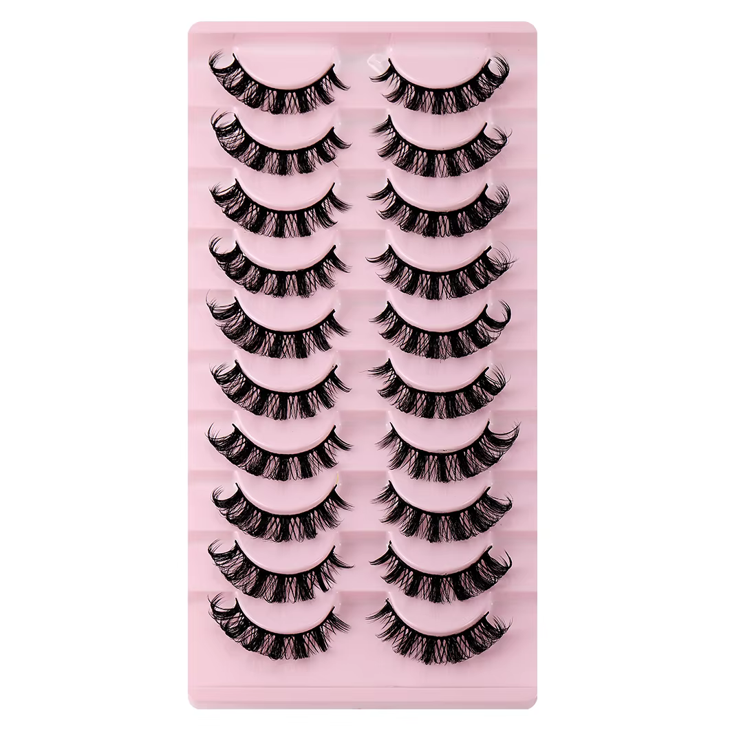 10 paires de faux cils à bande russe D Curl, aspect naturel, Volume moelleux, cils russes vaporeux,