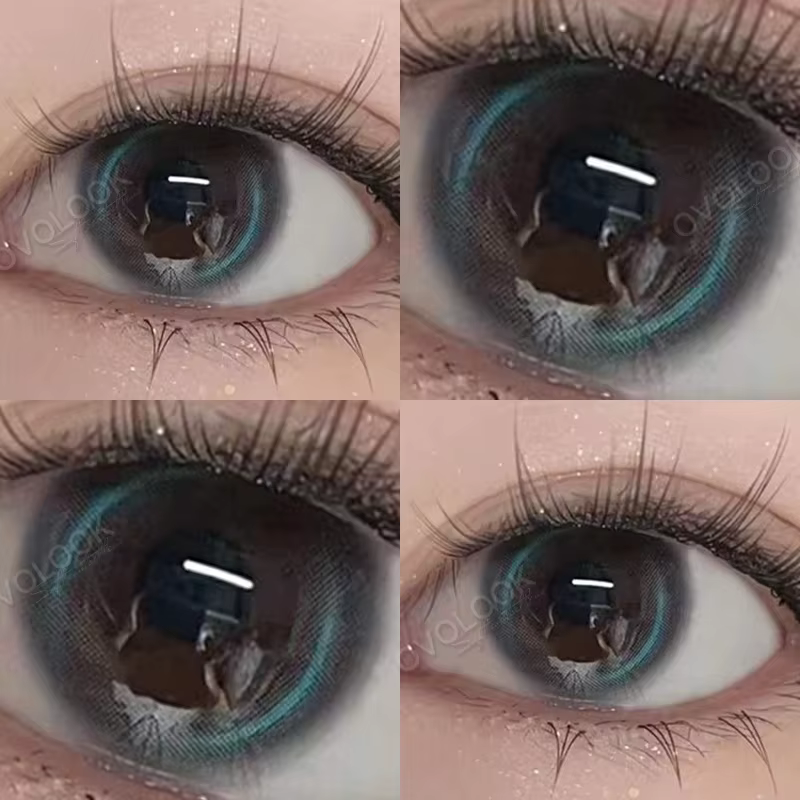 OVOLOOK-2PCS/PAIR lentilles de Contact lune bleue lentilles pour les yeux de couleur naturelle lenti