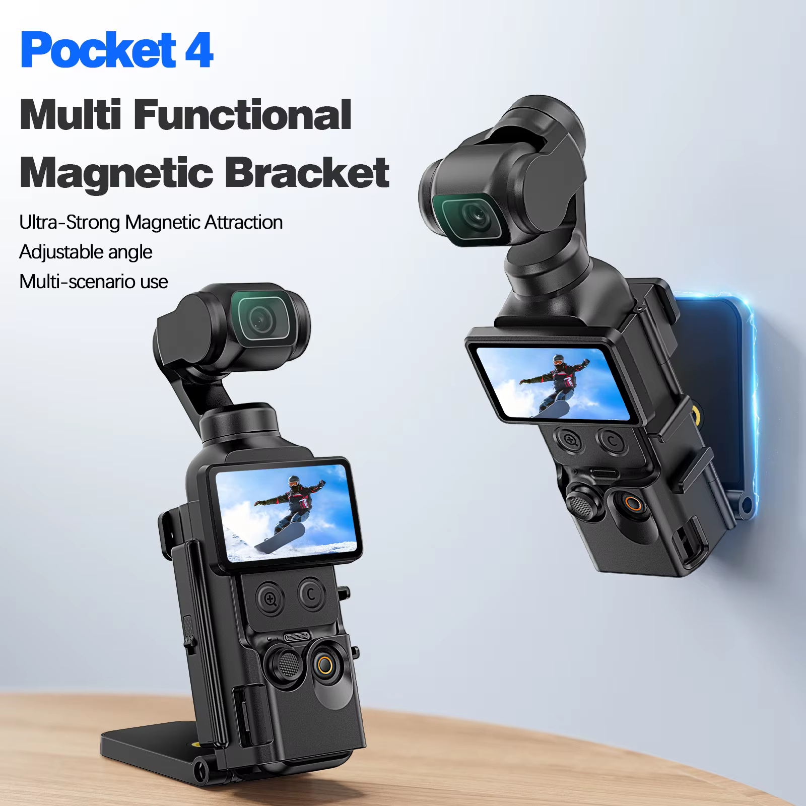 Base de montage magnétique à angle réglable pour DJI Osmo Pocket 4, base de bureau multifonctionnell