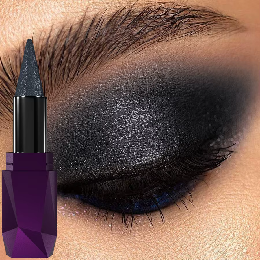 Bâton de fard à paupières métallique noir, scintillant, imperméable, scintillant, maquillage coréen 