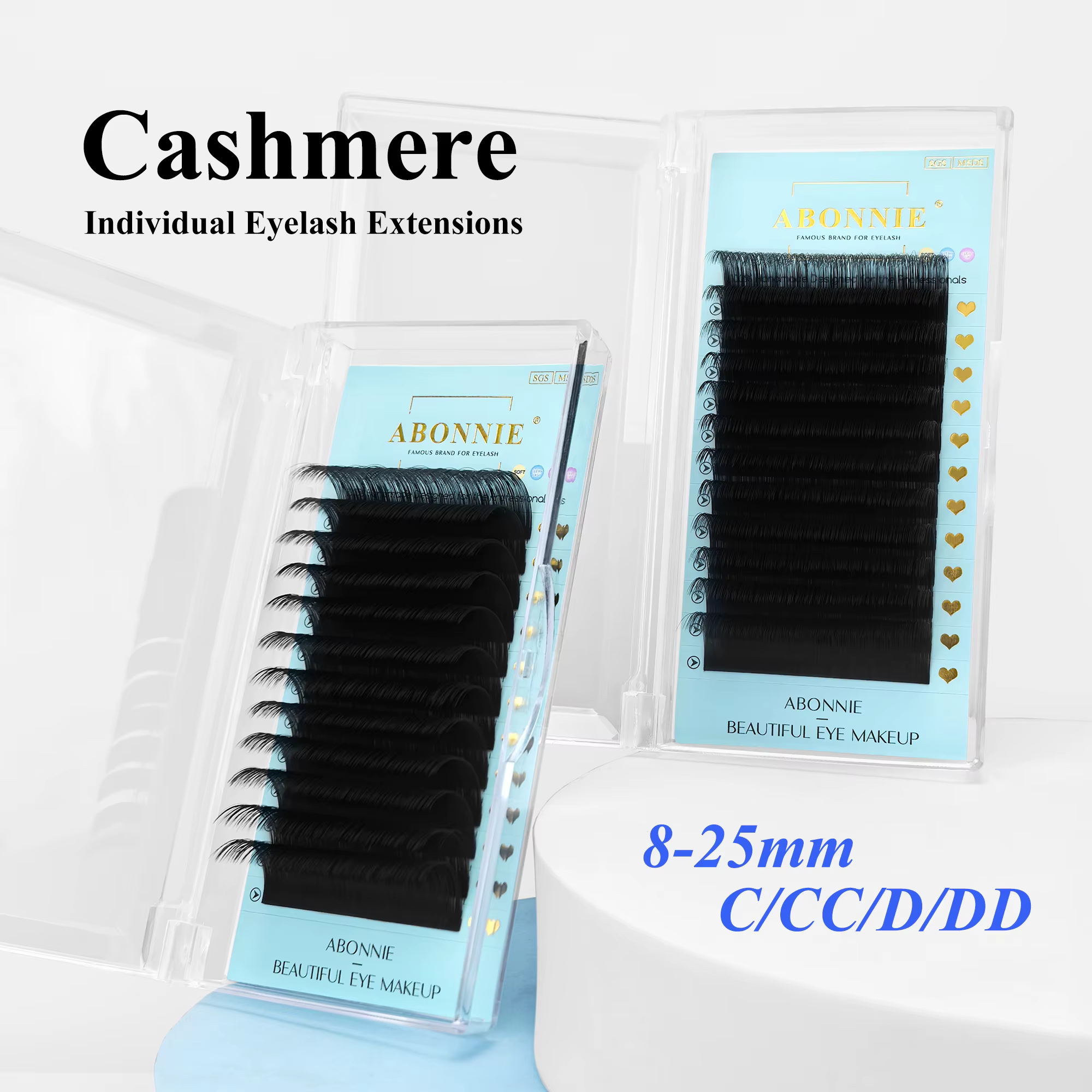 Abonnie Cils en cachemire Extensions de cils classiques Volume russe cils noirs mats
