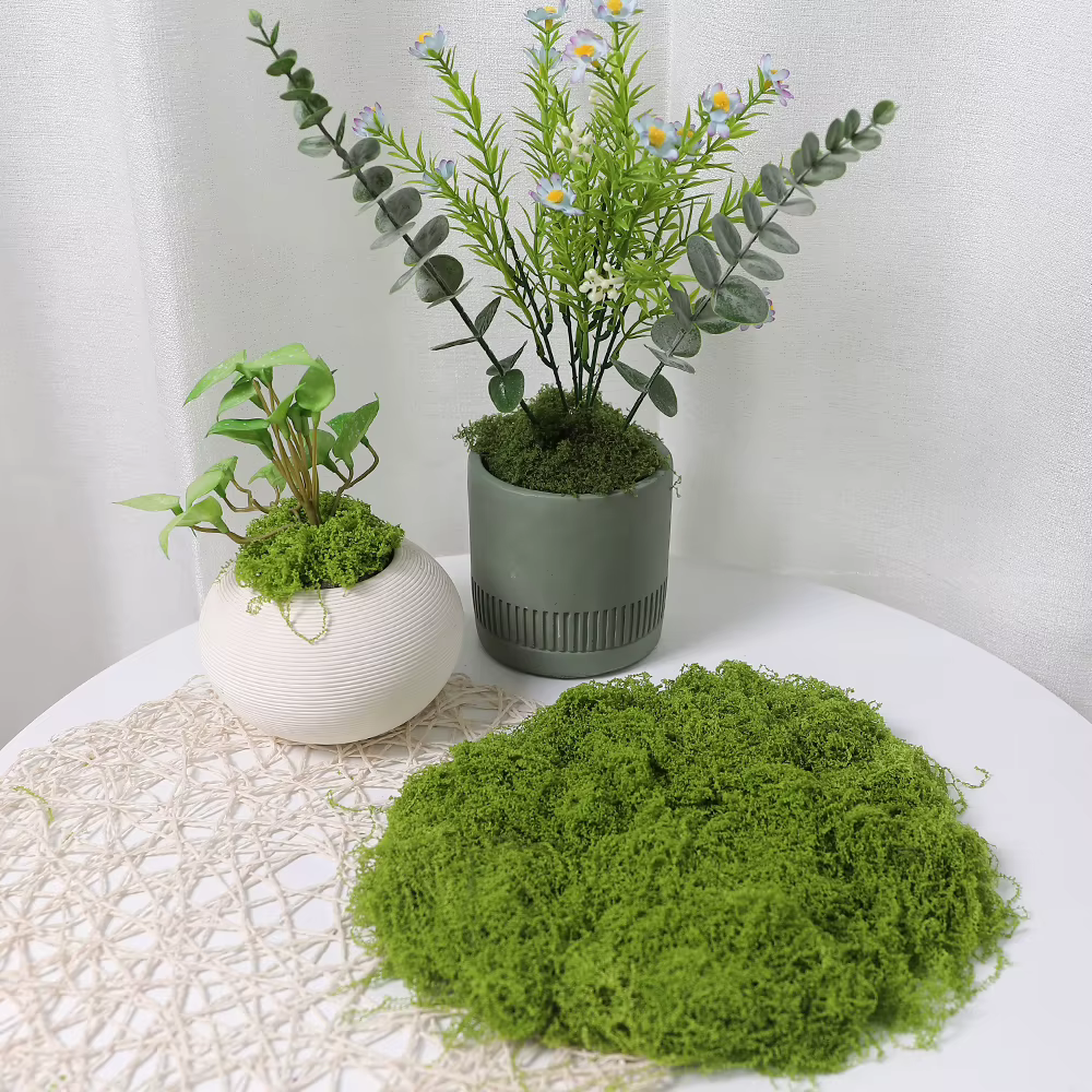 Faux mousse verte, artisanat de bricolage, herbe artificielle, fausse mousse conservée, plante verte
