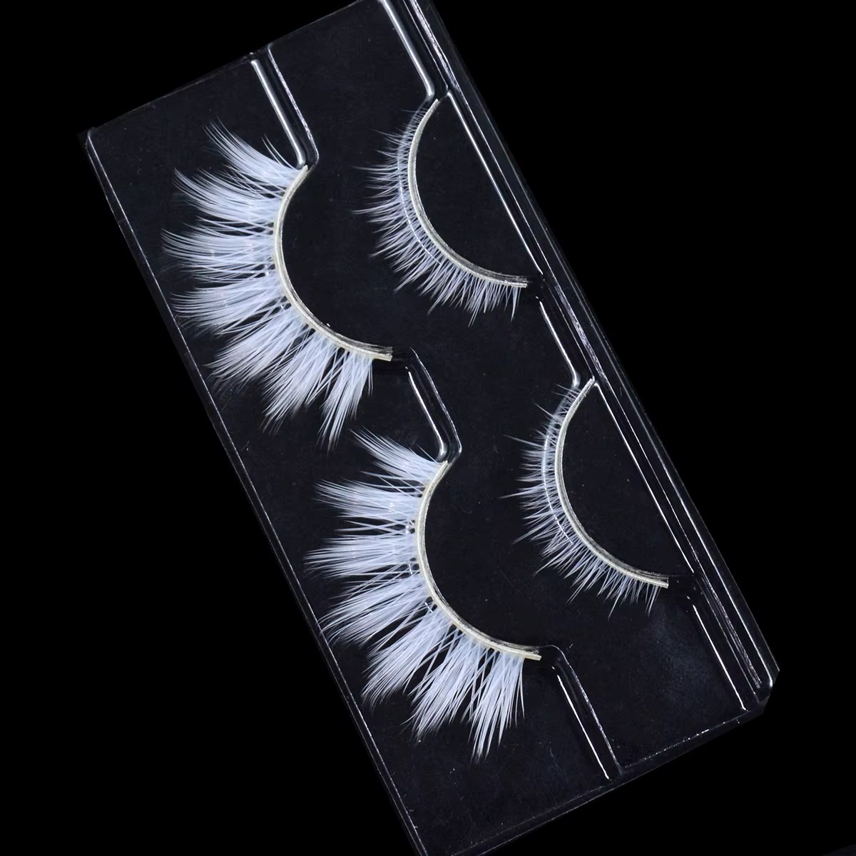 2 paires/cas 3D cils blancs bande claire couleur neige cils Cosplay Halloween Manga cils maquillage
