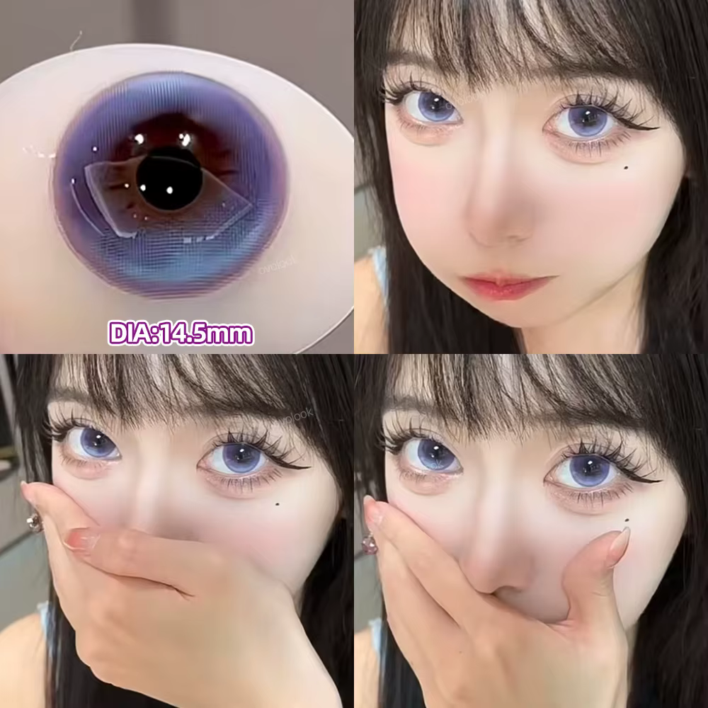 OVOLOOK-Lentilles de Contact en Verre Naturel pour Myopie, Lentilles Bleues pour Documents Oculaires