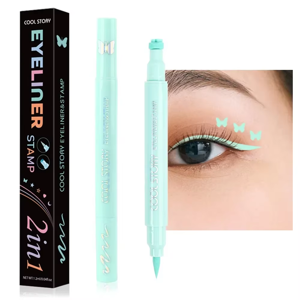 5 pièce/ensemble amour fleurs Eyeliner tampon stylo coloré rose bleu liquide Eyeliner Double extrémi
