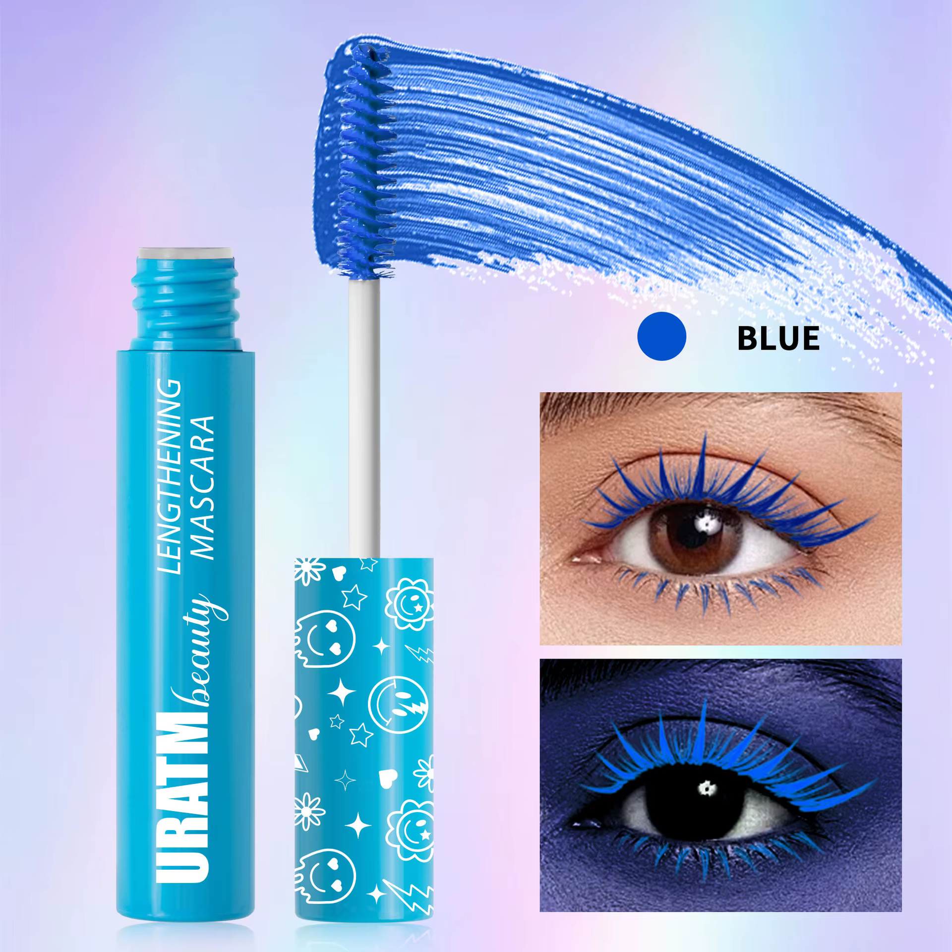 Mascara Fluorescent 6 couleurs, maquillage de cils multicolore qui brille dans le noir, imperméable,