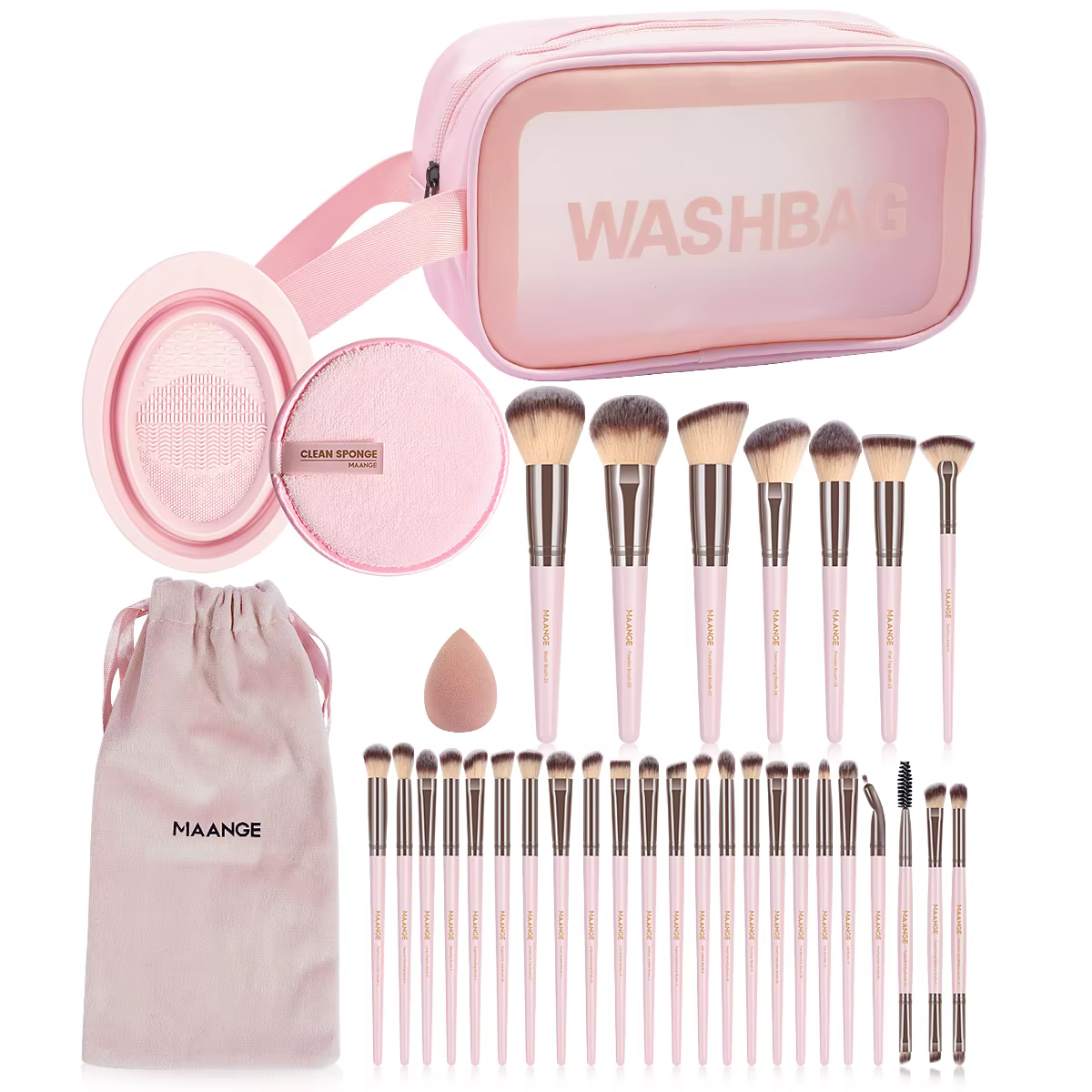 MAANGE-Ensemble d'éponges bouffantes avec sac, kit d'outils de maquillage, fond de teint, fard à bar