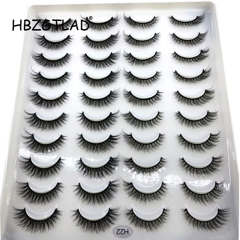 Faux-cils 3D en faux vison, 20 paires, naturels, dramatiques, moelleux, doux, contaminants, volume c